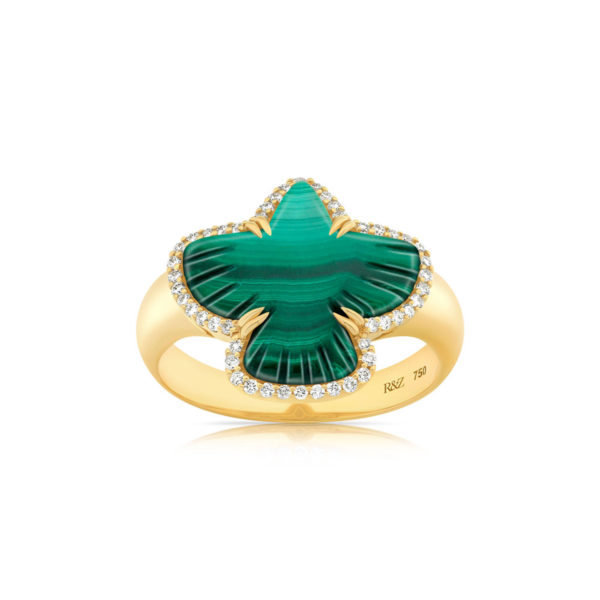 Bague Petit Aigle Malachite Diamants Blancs - Image 2