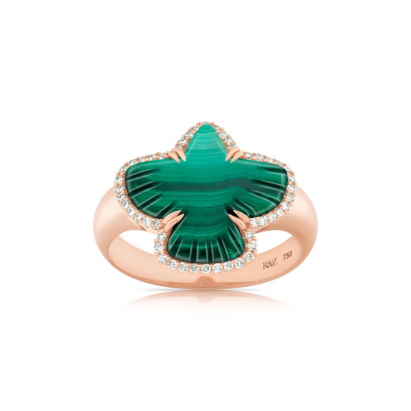 Bague Petit Aigle Malachite Diamants Blancs - Image 3