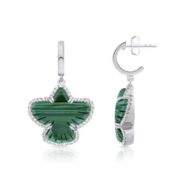 Créoles Petit Aigle Malachite Diamants Blancs - Image 2