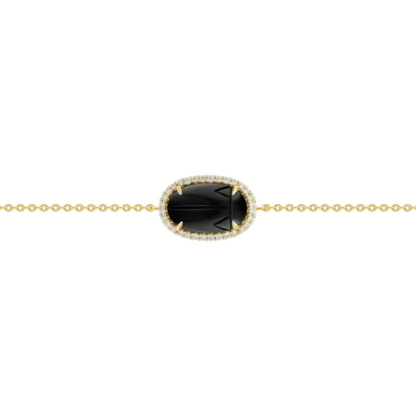 Bracelet Chaîne Petit Scarabée Onyx Diamants Blancs – Image 2