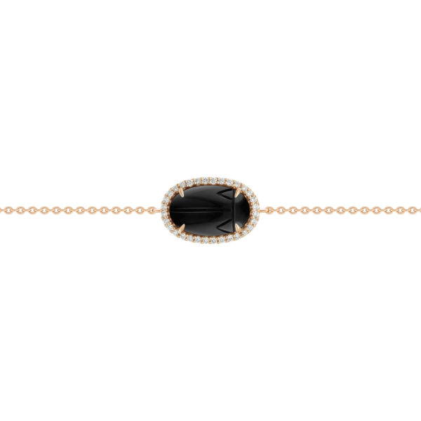 Bracelet Chaîne Petit Scarabée Onyx Diamants Blancs – Image 3