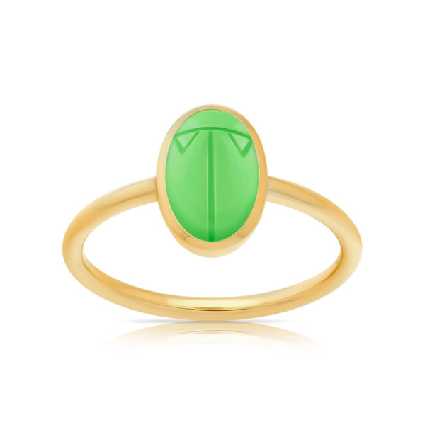 Bague Mini Scarabée Galalithe Verte – Image 2