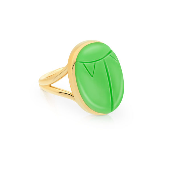 Bague Petit Scarabée Galalithe Verte – Image 2