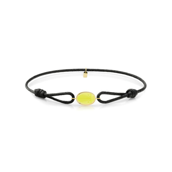 Bracelet Cordon Mini Scarabée Galalithe Jaune – Image 2